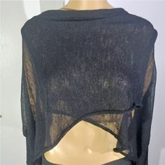 This New Cute Wrap Top Is Great For Anytime Of Year. Wear It Over A Tank Top For A Cute Layered Look. Black Long Sleeve Crop Top For Evening, Black Long Sleeve Crop Top For The Beach, Elegant Black Crop Top For The Beach, Elegant Black Crop Top For Beach, Pretty Angel, Mesh Long Sleeve, Layered Look, Wrap Top, Black Top