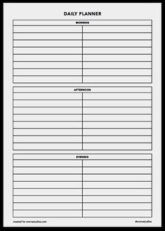 the daily planner is shown in black and white, with two lines on each side