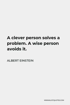 a clever person solves a problem a wise person avoids it albert ennistin