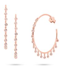 Dazzle all day in gorgeous diamond and 14KT rose gold chandelier hoop earrings. The perfect bit of spark to complete any look, day to night. 14KT Rose Gold 1 CT TW Diamonds Post Backs From A.JARON Fine Jewelry Rose Gold Chandelier, Diamond Chandelier, Gold Chandelier, Diamond Necklace, Fine Jewelry, Hoop Earrings, Diamonds, Rose Gold, Gold