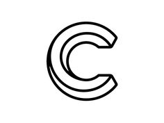 the letter c is shown in black and white