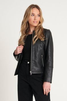 Made from 100% sheep leather with a polyester lining. Clean and chic, this simple biker jacket is the perfect throwover for any outfit. Offering endless styling potential, this leather jacket makes a great addition to capsule wardrobes. Mix & match with casual or formal attire and see how this jacket takes on a new life with each ensamble. Petite Jumpsuit, Petite Coat, Tall Clothing, Cold Weather Outfits, Sheep Leather, Petite Tops, Formal Attire, Petite Outfits, Fit N Flare Dress