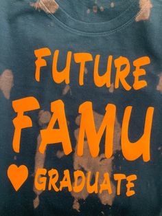 Hi and welcome to my shop. You must for that special FAMU person, if you are here. The shirt is a soft cotton, with permanent vinyl applied.  The process for making this shirt is bleach lightly applied.  Your shirt is made upon request; therefore, the design (splashes) will be different. No two shirts are ever the same. Youth shirt, or small adult. Shirts can also be made with other college preferences.  Message me for request. Free Shipping and personalization on the back of the shirt. New Year Black Fraternities, Black Leaders, Bleach T Shirts, Vinyl Gifts, Dream College, Personalized Baby Gifts, School Shirts, Kids Tops, Unisex Shirt