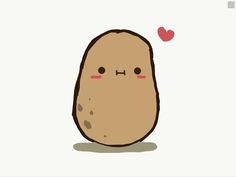 a potato with a heart on its face and the word i love you written above it