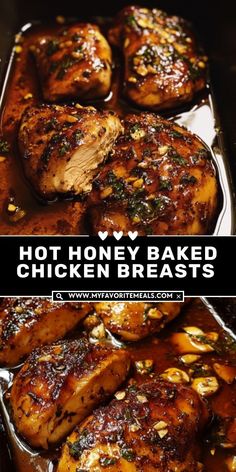 This hot honey baked chicken breasts recipe is the ultimate flavor-packed dinner! A sticky, spicy glaze adds the perfect finishing touch to perfectly baked, juicy chicken breasts. It’s an easy, hands-off meal the whole family will love. Honey Baked Chicken Breast, Honey Chicken Breast, Honey Baked Chicken, Honey Baked, Sweet And Spicy Chicken, Chicken Breast Recipes Baked, Spicy Chicken Recipes, Chicken Breast Recipes Easy, Baking With Honey