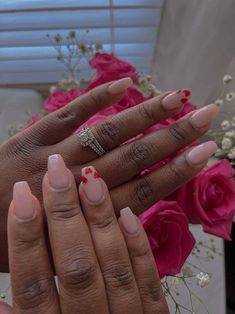 Valentine’s Day Dip Nails, Easy Valentine Nails, Simple Vday Nails, Simple Valentines Day Nails Acrylic, French Tip Valentines Day Nails, Easy Valentines Nails, Valentines Day Nails Simple, Valentines Nails Simple, Simple Valentines Day Nails