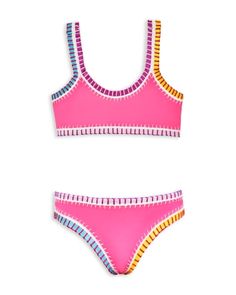 Pq Swim Girls' Sporty Rainbow Embroidered Two Piece Swimsuit - Little Kid, Big Kid Preppy Bathing Suit, Preppy Swim, Preppy Swimsuit, Pretty Swimsuits, Big Girl Clothes, Preppy Kids, Summer Bathing Suits, Preppy Summer Outfits