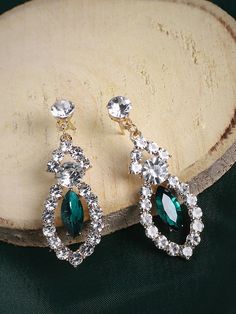 Category Earrings Color Green Base Metal Alloy Plating Silver style Ethnic Occasion Party Clip-on Dangle Bridal Earrings For Party, Green Clip-on Jewelry For Party, Diamond Jewelry Aesthetic, Emerald Drop Earrings, Best Casual Shirts, Emerald Earrings Drop, Jewelry Emerald, Coord Sets, Track Pants Women