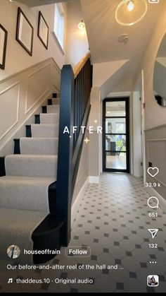 the stairs in this house are white and black