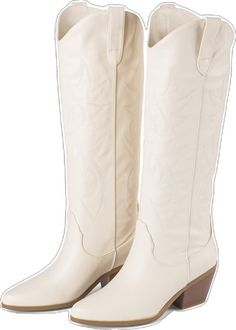 Cute White Cowgirl Boots, Wide Calf Knee-high Boots For Rodeo In Winter, Western Style Mid-calf Boots For Winter Rodeo, Trendy Knee-high Boots For Rodeo, Trendy Knee-high Rodeo Boots, Western Style Mid-calf Boots For Rodeo In Winter, Spring Western Style Knee-high Boots, Western Style Knee-high Boots For Spring, Western Style Knee-high Boots With Round Toe