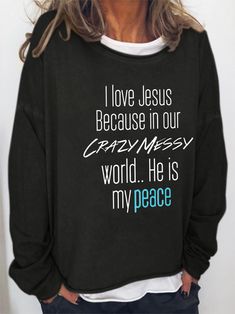 Jesus' fun text printed round neck long-sleeved Sweatshirts Black Slogan Hoodie, Sarcastic Clothing, Cheap Clothing, Women Hoodies, Fun Texts, Funny Outfits, Women Hoodies Sweatshirts, Cheap Clothes, Neck Pattern