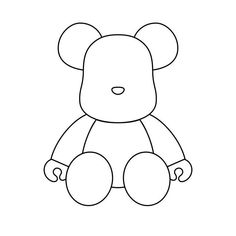 a black and white drawing of a teddy bear with one eye open, sitting down