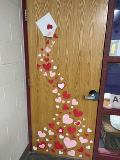 a door with hearts painted on it