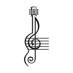 a musical note with a treble on it's end, in black and white