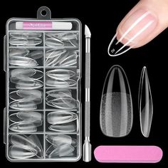 Capsules Ongles Amande, Venares 120 Pièces Capsule Americaine Ongle 12 Tailles Kit Faux Ongles avec Colle, Blocs de Polissoirs Ongles, Pousse-cuticules, Kit Capsule Ongle Gel Gel Acrylic Nails, Manicure Diy, Manicure Tools, False Nail, Diy Manicure, Nail Extensions, Nail Tips, Acrylic Nails