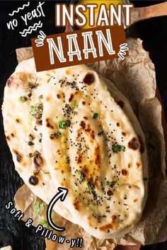 an advertisement for instant naan is shown in the middle of a photo with text overlay