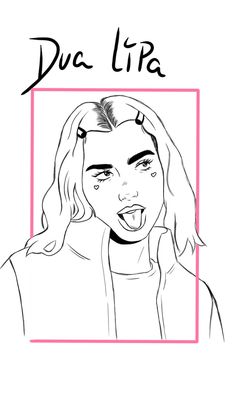 a drawing of a girl with long hair and the words dua lip on it