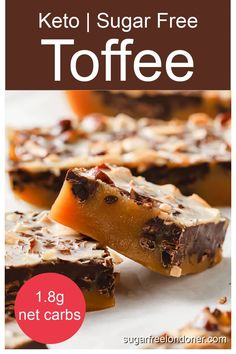 keto and sugar free toffee bars with text overlay