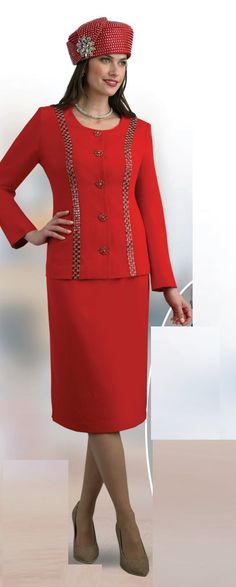 Lily & Taylor 4639 red skirt suit Suit Colors, Crepe Skirt, Crepe Skirts, Matching Hat, Skirt Suit, Emerald, Lily, Skirt, Hats