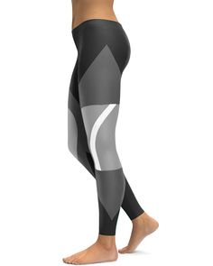 Grey Colorblock Leggings - Gearbunch Gray Compression Functional Leggings, Functional Gray Compression Leggings, Black Stretch Modern Leggings, Gray High Stretch Leggings For Running, High Stretch Gray Leggings For Running, Gray Sportswear Leggings For Running, Gray Compression Tights For Training, Sportswear Running Leggings In Gray, Gray Sportswear Tights For Pilates