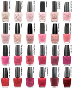 OPI polish color options Opi Popular Colors, Opi Polish Colors, Polish Names, Opi Nail Polish Colors, Popular Nail Colors, Opi Colors, Opi Polish, Strawberry Margarita