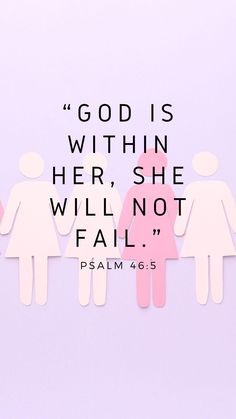 three paper cutouts with the words god is within her, she will not fail