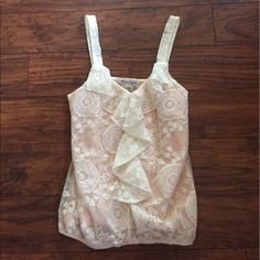 American Rag White Lace Top With Light Pink Lining And Front Ruffle. Never Worn. Accessory Inspo, American Rag, White Lace Top, White Tops, White Lace, Pink White, Light Pink, Lace Top, Womens Tops