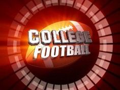 the college football logo is shown in red and orange colors, with an abstract background