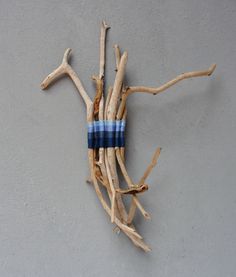 a piece of driftwood is hanging on the wall