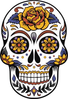 a skull with flowers on it's head, transparent background png clipart