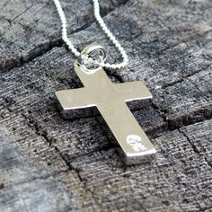 "Pendant size: 33mm(L) x 19mm(W) Thickness: 3mm Metal: Rhodium Plated on Brass Material: Genuine Hawaiian Koa Wood 18\" Silver-Colored Box Chain Included" Koa Wood, Jesus Cross, Wood Jewelry, Jesus On The Cross, Dec 7, Colourful Necklace, Brass Pendant, Wood Jewellery, Brass Material