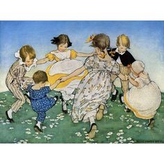 Girls in Circle - Ring Around the Rosie Poster Print by Jesse Willcox Smith-VARPDX375077 Image 1 Art In Circle, Ring Around The Rosie, Modern Desk Lighting, Bamboo Sheets Bedding, Bamboo Bedding, Circle Ring, Stock Paper, Fine Arts Posters, Pillow Set