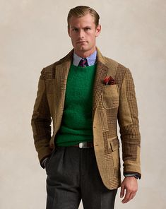 Tweed Sport Coat, Harris Tweed Jacket, Soft Tailoring, Nehru Jacket, Nehru Jackets, Winter Outfits Men, Polo Sport, Crew Neck Jumper