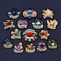 a bunch of badges that say different things