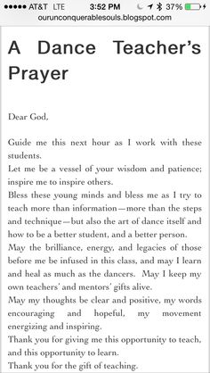 a page from the book a dance teacher's prayer