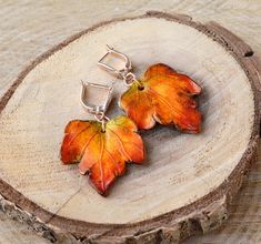 "Fall leaves earrings, Maple leaf accessory, Woodlant leaf jewelry, Autumn jewelry leaf size about 1 1/2\" (3cm) Please, keep the jewellery away from perfume and other alcohol containing fluids because the alcohol damages the Polymer clay. Store the fragile items in separate boxes and treat them with care. Misuse may result in damage. Visit my shop https://www.etsy.com/shop/JewelryByCompliment?ref=l2-shopheader-name If you have any questions, please contact me! Thank you for your visit!" Cheap Earrings For Fall Season Gift, Handmade Leaf-shaped Earrings, Nature-inspired Copper Earrings As Gift, Leaf-shaped Jewelry With Matching Earrings, Leaf-shaped Jewelry With Matching Earrings For Gift, Nickel-free Leaf-shaped Nature-inspired Earrings, Nature-inspired Leaf-shaped Jewelry With Matching Earrings, Leaf-shaped Jewelry Gift, Unique Nickel-free Leaf-shaped Jewelry