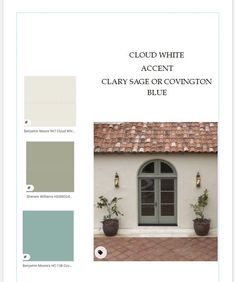 the front page of a color scheme for a house with white walls and brown roof