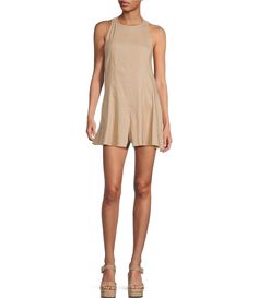 From Gianni Bini, this romper features:Linen fabricationHalter necklineSleevelessPull-on construction Approx. 49" lengthLinen, rayon, elastaneDry cleanImported. Spring Playwear Sets Sleeveless, Chic Sleeveless Linen Mini Dress, Chic Linen Sleeveless Halter Top, Gucci Romper, Fitted Sleeveless Gucci Mini Dress, Gianni Bini, Sleeveless Rompers, Halter Neck, Linen Blend