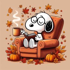 a cartoon dog sitting in a chair with a cup of coffee on it's lap