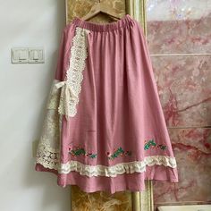 Material: Linen.Polyester Measurement cm in Waist 60-110 23.62-43.31 Length 78 30.71 Beige Patchwork Skirt For Spring, Pink Cotton Patchwork Skirt, Pink Cotton Skirt With Lace Trim, Beige Cotton Skirt With Lace Trim, Cottagecore Skirts, Cottagecore Clothes, Mini Dress Formal, Lace Splicing, Clothes Outfits