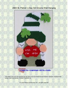 a st patrick's day girl gnome wall hanging