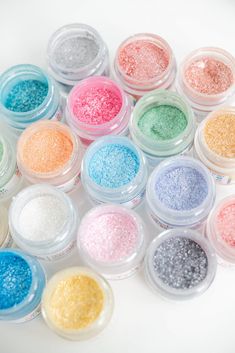 there are many different colors of glitter in the jar