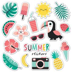 the summer stickers are arranged in different shapes and sizes