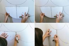 four pictures of the process of making a wall decoration