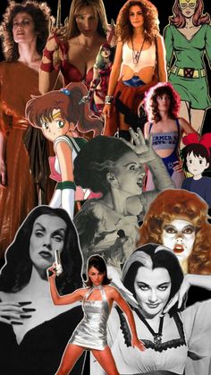 collage of female characters from the 80s's