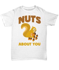 A super cute shirt featuring a very adorable squirrel and it's acorns. Cute Shirt, Rodents, Squirrels, Chipmunks, Cute Shirts, Svg Files, Nuts, Fun Facts, Baby Onesies