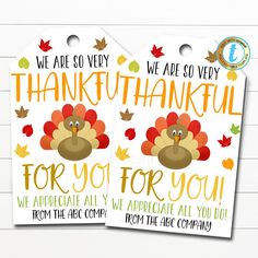 Thankful for You Gift Tag Grateful Frontline Essential Worker Employee Appreciation Corporate Company Teacher School Staff Editable Template Kindness Crafts, Staff Activities, Office Morale, Recognition Ideas, Fall Tags, Outreach Ideas, Sunshine Committee, Thanksgiving Essentials, Sales Ideas