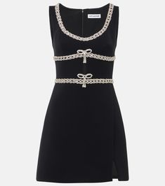 Crystal-embellished crêpe minidress in black - Self Portrait | Mytheresa Self Portrait Clothing, Cocktail Dresses For Women, Cocktail Dresses Online, Designer Cocktail Dress, Self Portrait Dress, Tumblr Fashion, Cocktail Dresses, Luxury Outfits, Dresses For Women