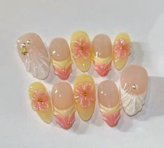 #nails #nailart Nails Airbrush, Orange Y2k, Nails Y2k, Flower Press, Punk Nails, Airbrush Nails, Medium Almond, Cute Simple Nails, Girly Acrylic Nails