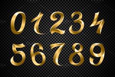 gold numbers on a black background